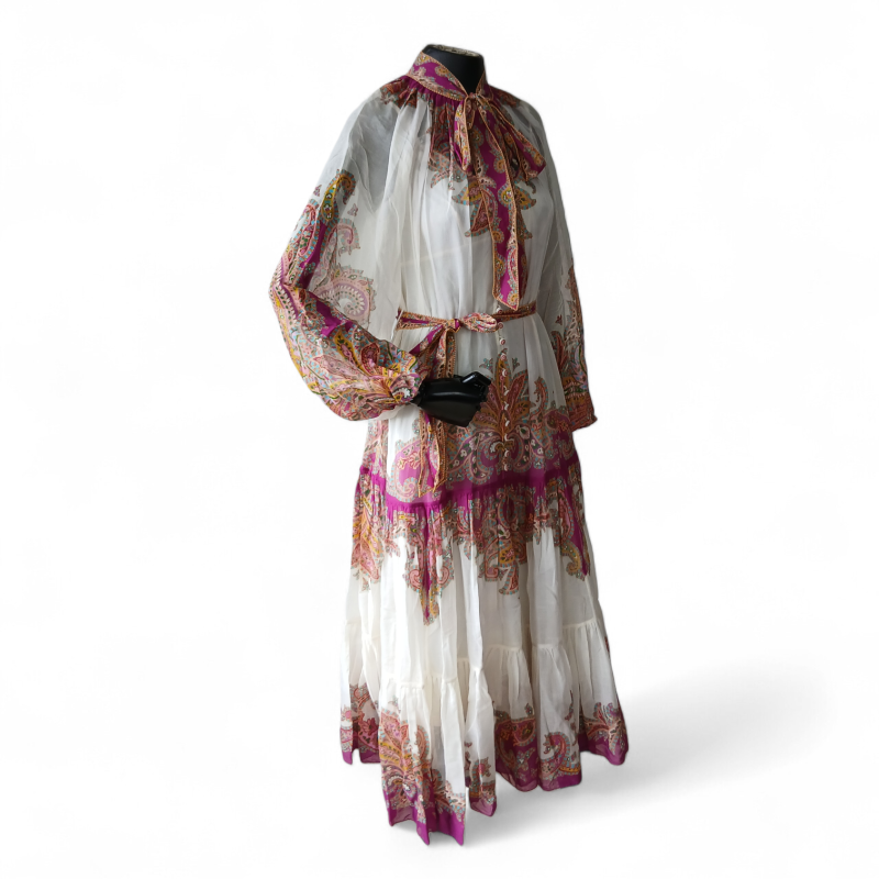 Vestido Zimmermann Branco com Fúcsia