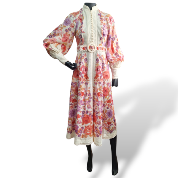 Vestido Zimmermann Florido de Linho - 36