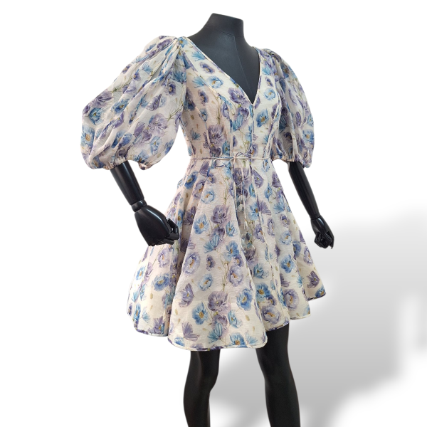 Vestido Zimmermann Florido Lilás e Azul-36