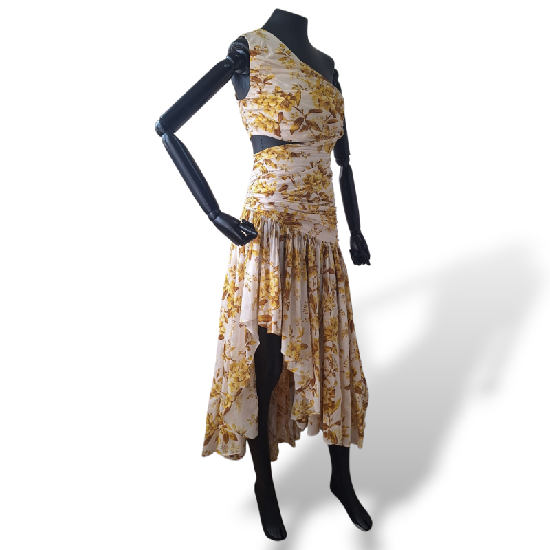 Vestido Zimmermann Assimétrico Estampado Amarelo-34 Vestido Zimmermann Assimétrico Estampado Amarelo-34