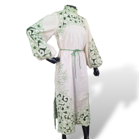 Vestido Zimmermann em Linho Off White e Verde-38
