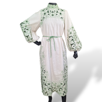 Vestido Zimmermann em Linho Off White e Verde-38
