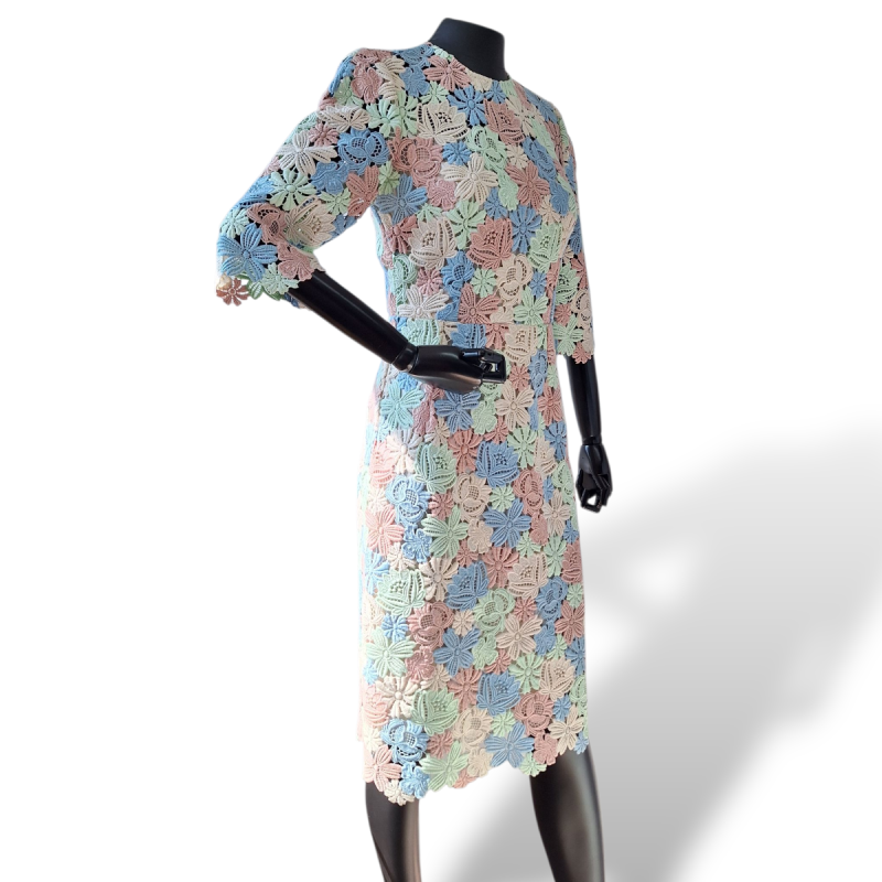 Vestido Dolce Gabbana Guipir com Forro em Seda Multicolor-38 Vestido Dolce Gabbana Guipir com Forro em Seda Multicolor-38