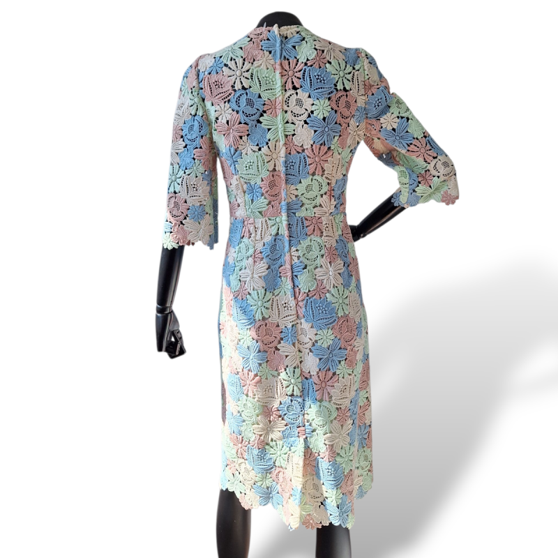 Vestido Dolce Gabbana Guipir com Forro em Seda Multicolor-38 Vestido Dolce Gabbana Guipir com Forro em Seda Multicolor-38