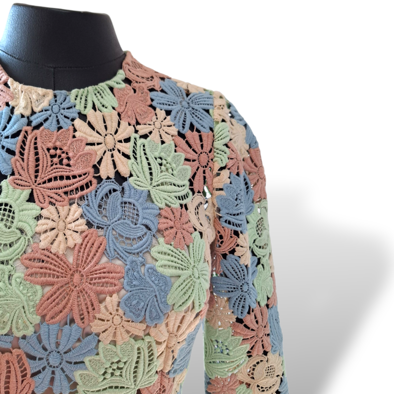 Vestido Dolce Gabbana Guipir com Forro em Seda Multicolor-38