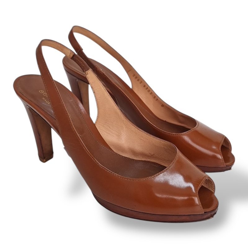 Peep Toe Sergio Rossi Caramelo Box -35 Peep Toe Sergio Rossi Caramelo Box -35