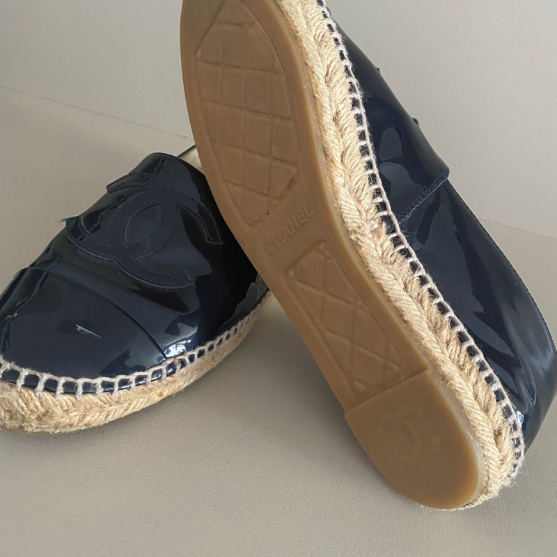 Spadrille Chanel Verniz Azul Marinho 38 Spadrille Chanel Verniz Azul Marinho 38