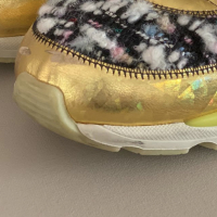  Tênis Chanel Tweed Low Top Dourado