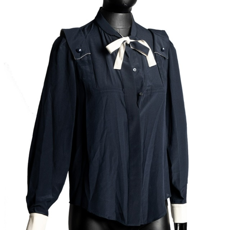 Camisa Chloé Seda Azul Marinho - 36