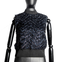 Blusa Talie NK Seda Azul Marinho Embellished
