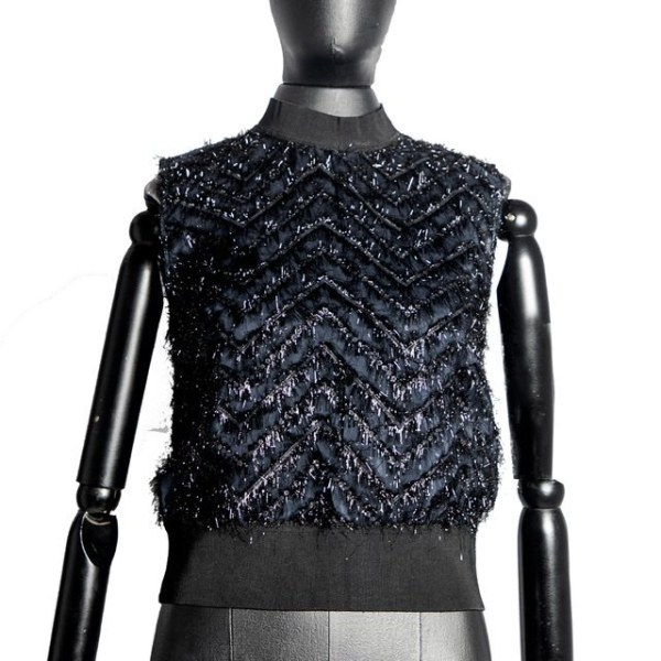 Blusa Talie NK Seda Azul Marinho Embellished