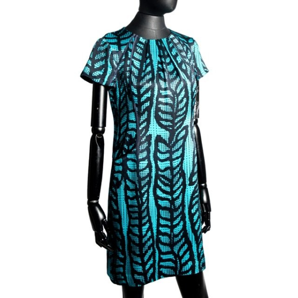 Vestido Tory Burch Seda Azul Estampado