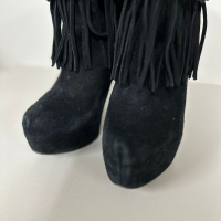 Ankle Boot Christian Dior Suede Preta Franja-35
