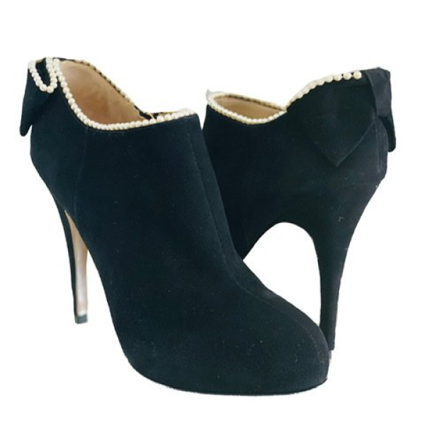 Bota Valentino Suede Preta Pérolas - 36