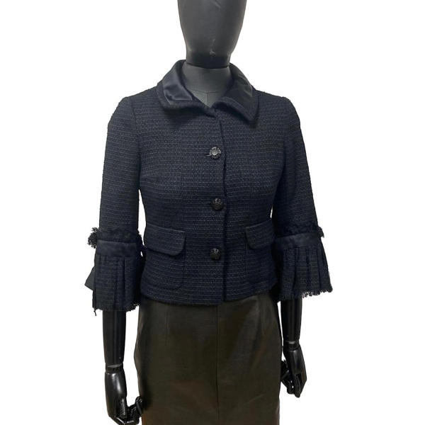 Blazer Preto Chanel - Gola Cetim - 34