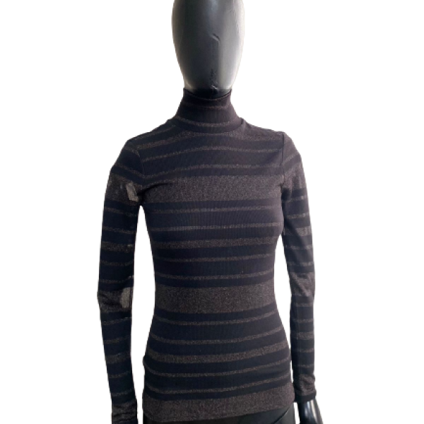 Blusa BCBG Maxazria Preta Listrada-PP Blusa BCBG Maxazria Preta Listrada-PP