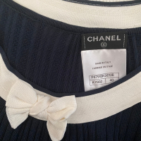 Blusa Chanel Azul C/ Laço Off-White - 38