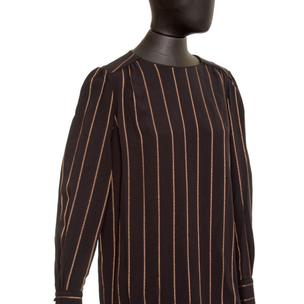 Blusa Chloé Preta Listras Dourada