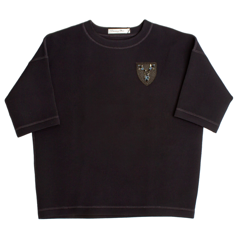 Blusa Christian Dior Moletom Azul Marinho Pedraria