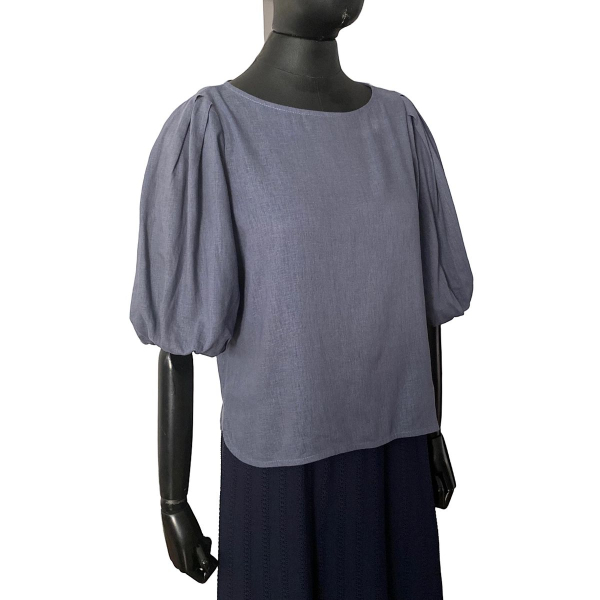Blusa Cris Barros Linho Azul - 38