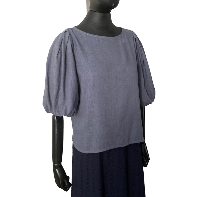 Blusa Cris Barros Linho Azul - 38 Blusa Cris Barros Linho Azul - 38
