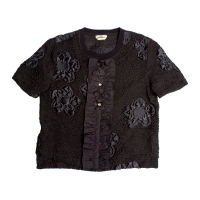 Blusa Embellished Preta Flores Detalhes Cristal
