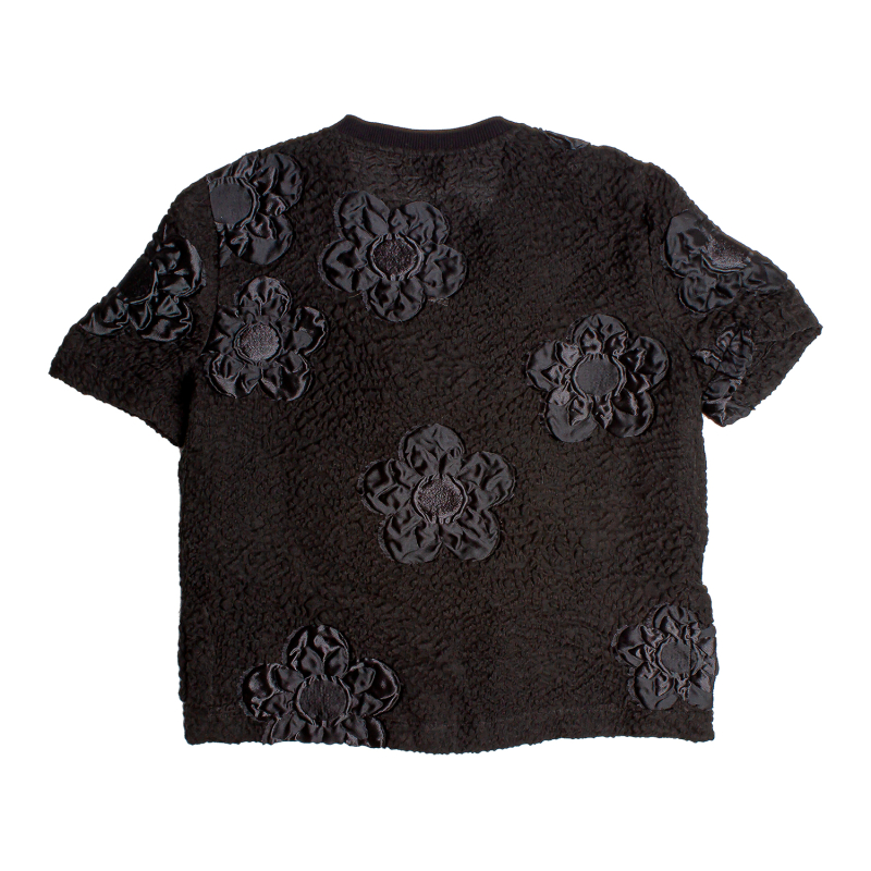 Blusa Embellished Preta Flores Detalhes Cristal