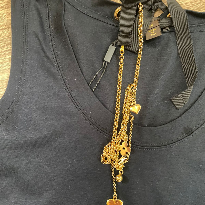 Blusa Louis Vuitton Malha Preta Details Corrente-M