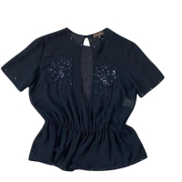 Blusa Mixed Paetê Seda Preta - P