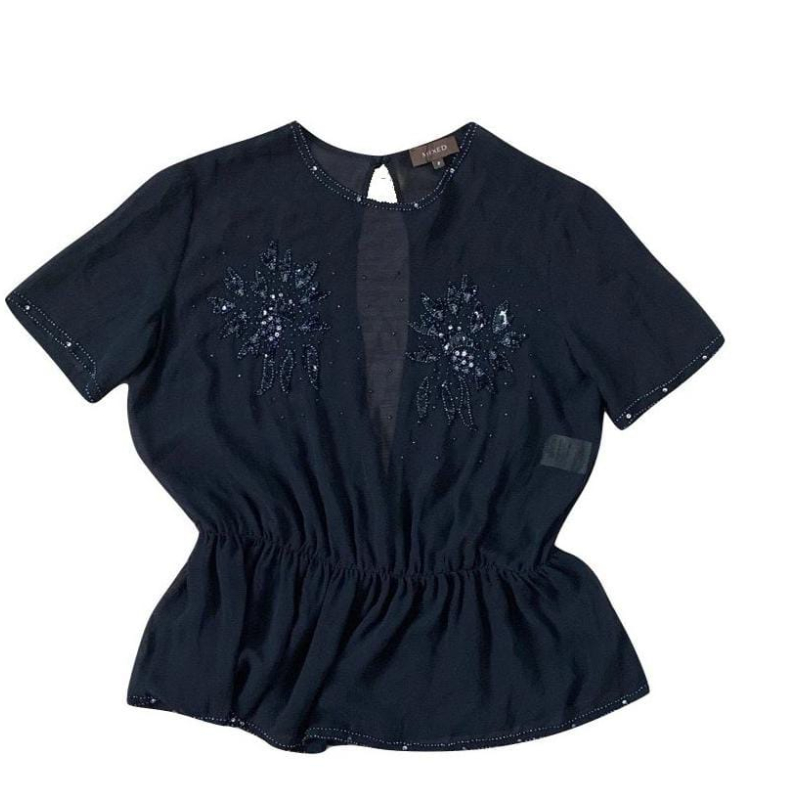 Blusa Mixed Paetê Seda Preta - P Blusa Mixed Paetê Seda Preta - P