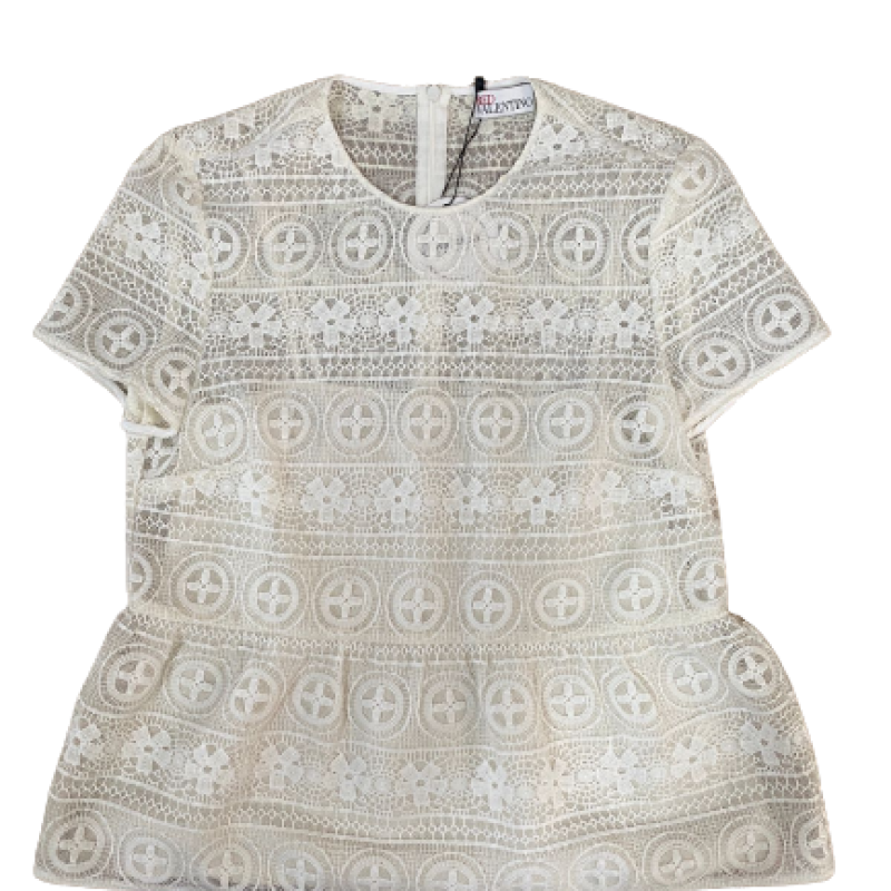 Blusa Red Valentino Renda Off-White-42 Blusa Red Valentino Renda Off-White-42