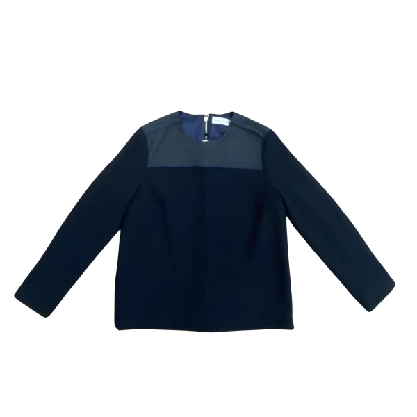 Blusa Victória Beckham Jeans Azul Lã Manga Longa - 40