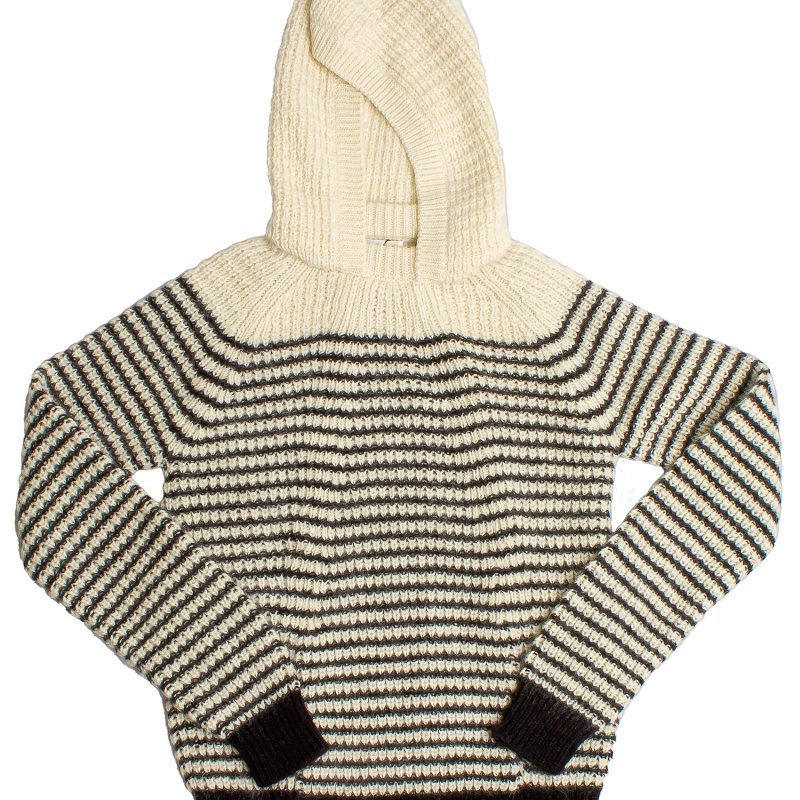 Blusa Yves Saint Laurent Lã Bege Listrada Cinza