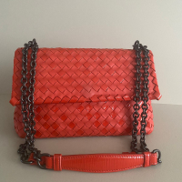 Bolsa Bottega Veneta Intrecciato Olímpia Laranja