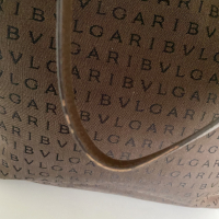 Bolsa Bvlgari Tote Tecido Marrom Logo