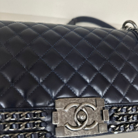 Bolsa Chanel Boy Medium Azul Marinho