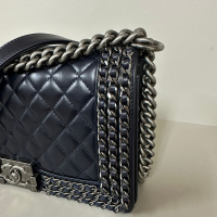 Bolsa Chanel Boy Medium Azul Marinho
