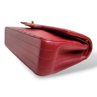 Bolsa Chanel Double Flap Chevron Medium Vermelha