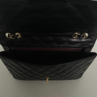 Bolsa Chanel Flap Lambiskin Preta Jumbo