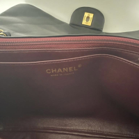 Bolsa Chanel Flap Lambiskin Preta Jumbo