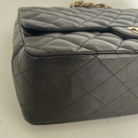 Bolsa Chanel Flap Lambiskin Preta Jumbo