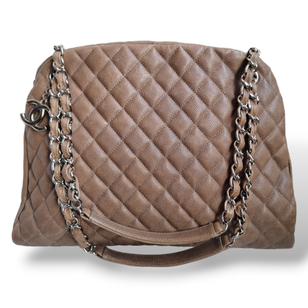 Bolsa Chanel Mademoiselle Taupe com Ferragem Prateada