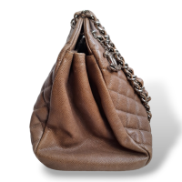 Bolsa Chanel Mademoiselle Taupe com Ferragem Prateada