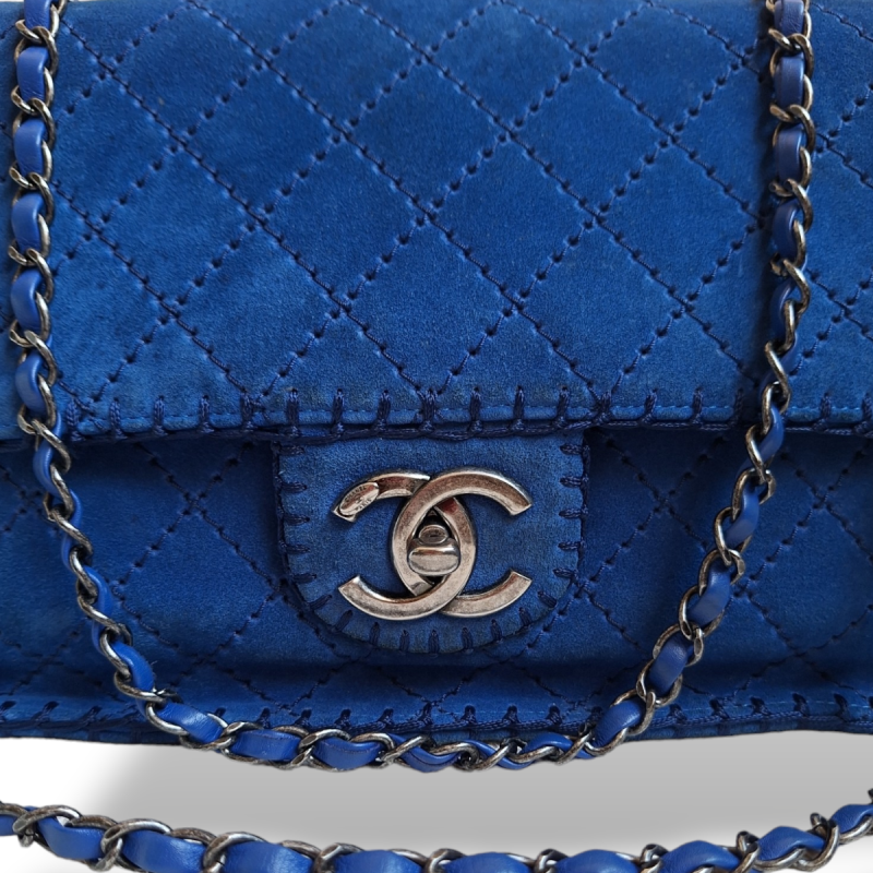 Bolsa Chanel Maxi Azul Suede