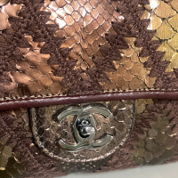 Bolsa Chanel Python Marrom Dourado