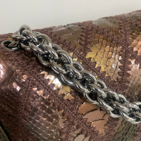Bolsa Chanel Python Marrom Dourado