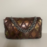 Bolsa Chanel Python Marrom Dourado