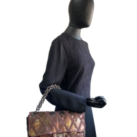Bolsa Chanel Python Marrom Dourado