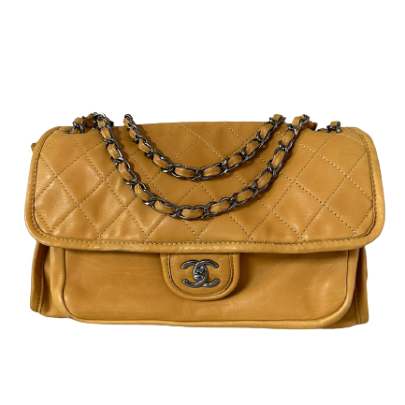 Bolsa Chanel Shoulder Couro Caramelo Bolsa Chanel Shoulder Couro Caramelo