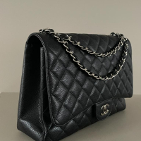 Bolsa Chanel Single Flap Caviar Preto Maxi